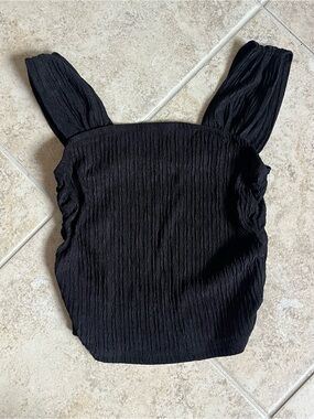 SHEIN Black Textured Square-Neck Tank